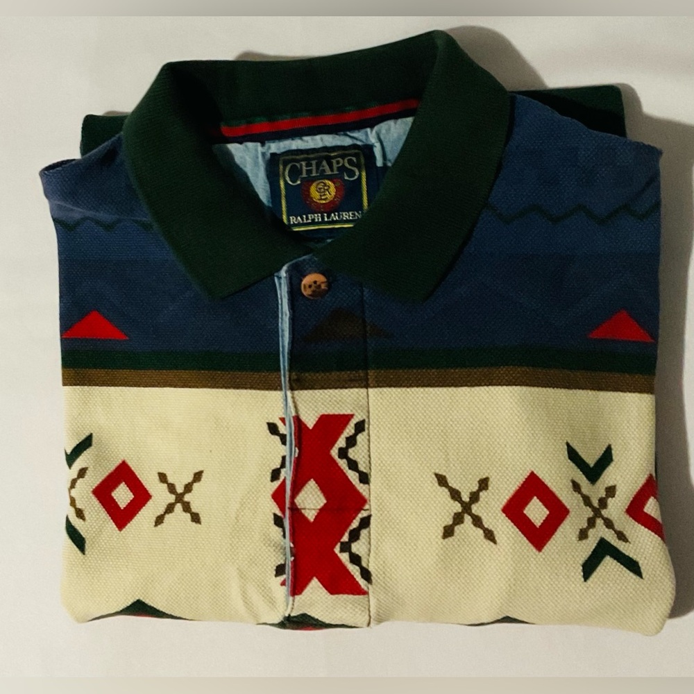 Chaps Men's Polo Shirt with Blue and Red Accents